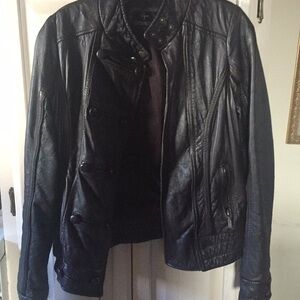 Vintage Aqua leather military looking coat